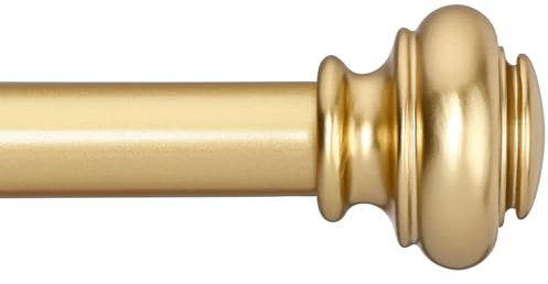 SIMEWIN Strapazierfähige Gardinenstangen für Fenster, 122 bis 213 cm, 2,5 cm, goldfarbene Gardinenstange für Schlafzimmer, Wohnzimmer, Terrasse, Küche, verstellbare Gardinenstangen mit klassischen