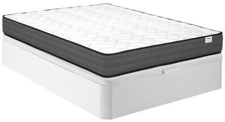 Vente-unique-Komplett-Set - 160 x 200 cm - Bettgestell mit Bettkasten + Taschenfederkernmatratze - Stärke 20 cm - Weiß - AMBRACIE von YSMÉE