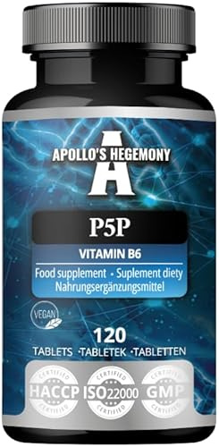 Pyridoxal-5-fosfat (P-5-P) 6 mg per portion - 120 veganska tabletter - räcker till 480 portioner - Stödjer nerv- och psykologiska funktioner - Kosttillskott med vitamin B6 - från Apollo's Hegemony