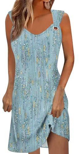 Robe Longue Femme Été Short Intégrée - Débardeur Légère Fluide Mi-Longue Bohème - Rose/Vert - Taille M