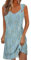 Robe Longue Femme Été Short Intégrée - Débardeur Légère Fluide Mi-Longue Bohème - Rose/Vert - Taille M