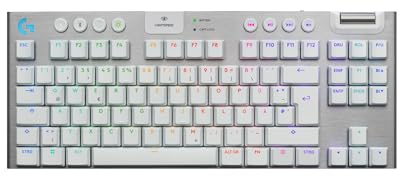 Logitech G G915 X LIGHTSPEED TKL - flache kabellose Gaming-Tastatur mit Double-Shot-PBT-Tastenkappen, RGB-Hintergrundbeleuchtung, braunen taktilen GL-Switches für PC/Mac, DEU QWERTZ-Layout - Weiß