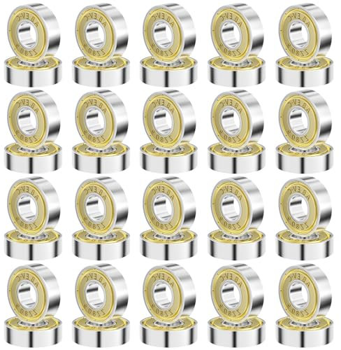 Lectorias 608 ZZ Kugellager, Skateboard Roller Inline Skates, Metall Double Shielded Miniatur Rillenkugellager, Rollenlager Kohlenstoffstahl für Skateboard, Rollschuhe Roller, Inlineskaten 8*22*7MM