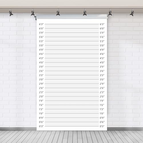 Mugshot Height Charts Backdrop Banner Police Lineup Height Charts Accurate Measurements Theme Decor for Boys Girls Bachelorette Wedding Night Party Photo Props Decorations Supplies 47.2x78.7in-BECKTEN