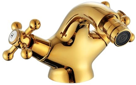 Rubinetto Bidet Rubinetto Lavabo Rubinetto Bagno, Stile Anticato Vintage Ottone Doppia Leva Miscelatore Bagno, Miscelatore Bidet, Oro