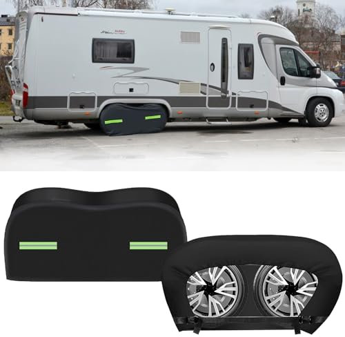 Wohnmobil Anhänger Reifenabdeckungen, 2 Stück Doppelachse wasserdicht, Auto-Radabdeckung für Wohnmobil, Reiseanhänger, Reifenradschutz, universell für alle Jahreszeiten (76,2–81,3 cm