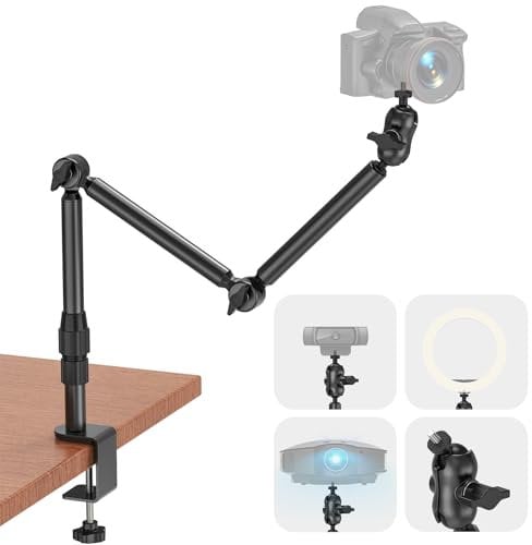 Rodison Overhead Desk Camera Mount, 30.9 Webcam Mount Stand with 1/4 Screws, C Clamp 360°Adjustable Microphone Boom Arm for DSLR Kameras, Ringlight, Projector, Webcam, Microphone