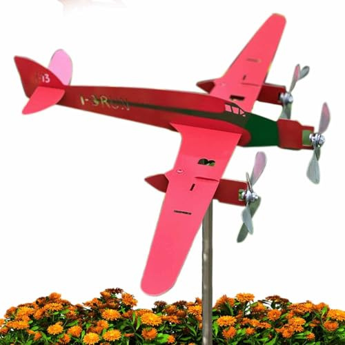 Wetterfahne für Flugzeuge – Flugzeug-Wetterfahne, Flugzeuggarten-Spinner | kühle Windrichtungsanzeiger, Windräder, Hofkunst, Rasen-Ornament für den Außenbereich, Garten, Hof, Kunstdekorationen