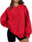 LACOZY Crew Neck Sweater Women Oversized Fleece Lined Sweatshirt Long Sleeve Crewneck Shirts Fall Outfits Red XL