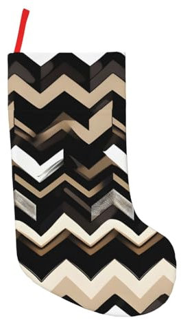 QIN&ZHENG Weihnachtsstrümpfe, Zickzack-Druck, 45,7 cm, Schwarz / Weiß