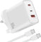 65W USB C Charger,3-Ports Laptop Fast Wall Charger With 2M TypeC Charging Cable for HP/Dell/ThinkPad/MacBook Pro Air Computer, for iPhone 16 15 Pro Max,Galaxy S25 S24 S23 Ultra,Steam Deck,Switch,etc