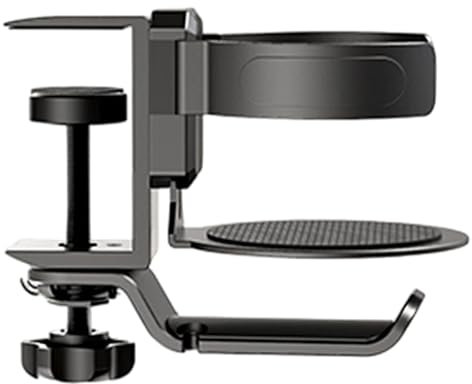 Morain Rotating Aluminum Alloy Headphone Stand Headsets Holder with Drink Holder for Gaming PC Desk Space Saving