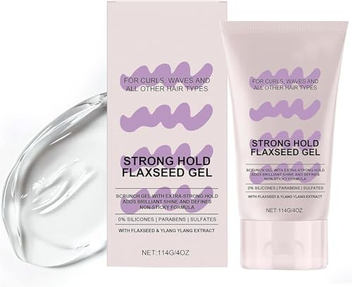 Leinsamengel mit starkem Halt, Locken-Styling-Gel für definierte Locken, langanhaltenden Halt und natürlichen Glanz für lockiges, krauses oder welliges Haar