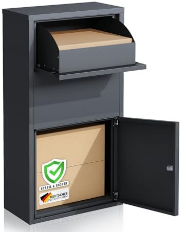 Floordirekt Boîte aux lettres et boîte à colis inoxydable et massive XXL - Boîte aux lettres sur pied moderne avec serrure à cylindre