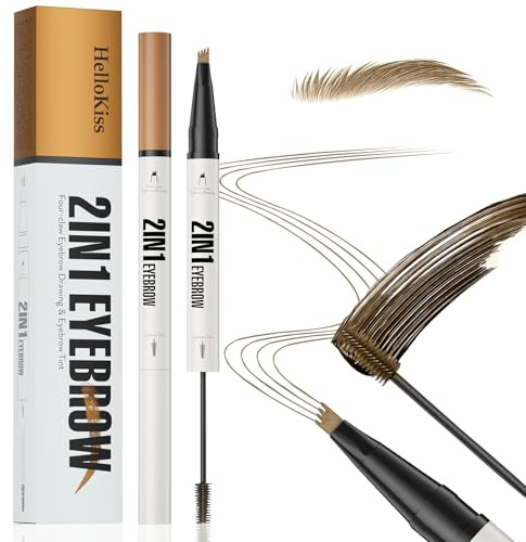 2 En 1 Lápiz de Ceja Waterproof - a Prueba de Manchas y Duradero + Cepillo Tinte Para Cejas, Mágico Para Cejas Maquillaje Naturales