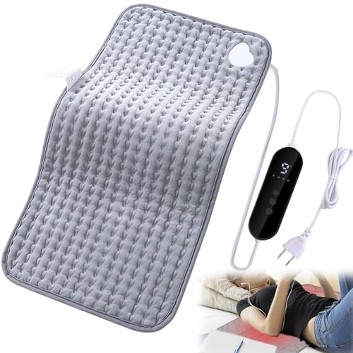 Heizkissen mit Abschaltautomatik 30x60cm Elektrisches Wärmekissen mit 9 Temperaturstufen & 4 Timer Schnelles Aufheizen Überhitzungsschutz Waschbar für Rücken Nacken Schulter Bauch