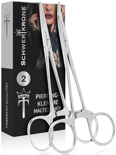 SCHWERTKRONE Set di pinze multifunzionali, dritte e curve, 14 cm, in acciaio inossidabile, per cucito, gioielleria, piercing e pesca
