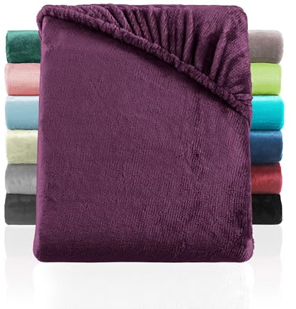 BaSaTex Plüsch Spannbettlaken, 90x200-100x200 cm, Lila | Plüsch PREMIUM, SUPER SOFT flauschiges Winter Spannbetttuch, Wärmend und Kuschelig