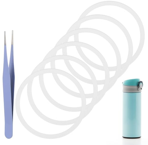 6 Stück Ersatzdichtungsset Für Trinkflasche,Wasserflaschen Dichtungsringe Set,Innendurchmesser 5cm Silikon Dichtungs Ersatz mit Pinzette für Isolierbecher Thermobecher Kaffeebecher Ersatzdeckel