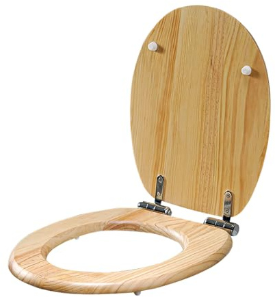 HCZKIUJY Elongated Toilet Seat Quiet Soft Close Wood Toilet Seat with Stainless Steel Hinges, Easy to Install Also Easy to Clean, Anti-Pinch Wooden Toilet Seat,Bamboo (Wood)