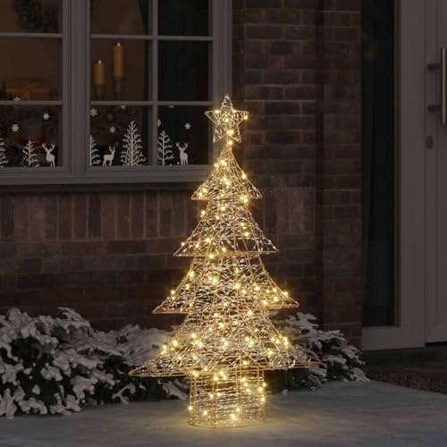 Ziaphsol 3D Weihnachtsbaum mit 120 LEDs warmweiß, PET Weihnachtsbaumschmuck, USB Betrieb, 120,5 cm hoch, mit fünfzackigem Stern, für Wohnzimmer Fenster Deko, Advent