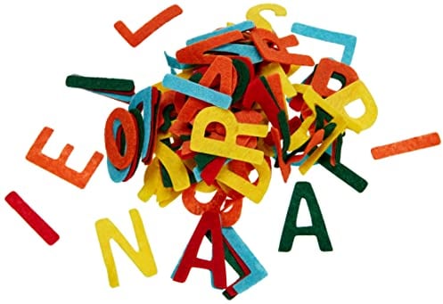 RAYHER HOBBY 5324549 - Filz-Buchstaben und Zahlen, 5 Farben, 4 cm, circa 230 Stück, gemischt