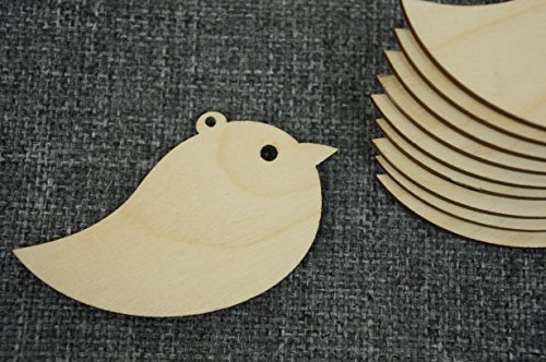 (W13), 10 x Holz, Vogel-Anhänger, 80 x 45 mm, Formen und mehr