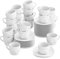 MALACASA, Series Elisa, 24-Piece Tableware Ivory White China Porcelain Coffee Cup and Saucer Set,220ml, Service for 24