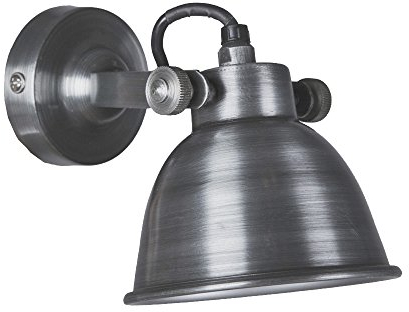 Wandlampe SILVER silber Industrie-Look dunkel gewischt aus Metall Fabrik