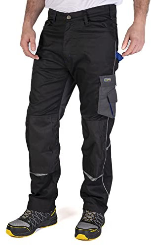 Goodyear Herren Reflective Trim Dreiergruppe nähte Multi-Werkzeug-Taschen Moderne Fracht Kneepad Taschen Arbeitssicherheit Hosen, Schwarz, 42 Taille Regular Leg (31 )