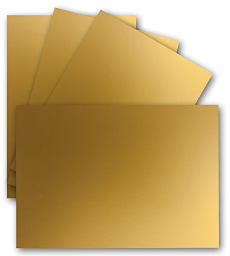 100 Einzel-Karten DIN A6-10,5 x 14,8 cm - 240 g/m² - Gold Metallic - Tonkarton - Bastelpapier - Bastelkarton- Bastel-karten - blanko Postkarten