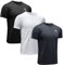 MEETWEE Sportshirt Herren, Laufshirt Kurzarm Mesh Funktionsshirt Atmungsaktiv Kurzarmshirt Sports Shirt Trainingsshirt für Männer, Schwarz+grau+weiß, S