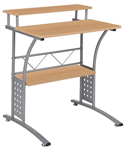 Flash Furniture Clifton Computertisch aus Ahorn, mit Ablageflächen Oben und unten, 71 cm