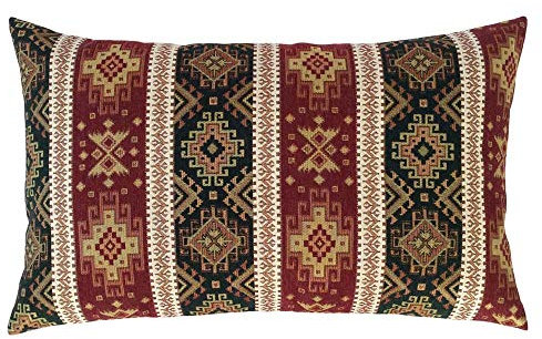 pillowerus Kelim Dekokissenbezüge, Burgunderrot und Grün, 35,6 x 61 cm, dekorative Lendenkissen, Boho-Raumdekoration für Couch, Bohemian-Stil, Outdoor-Koffer für Bauernhaus, südwestliche Kissenbezüge,