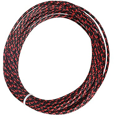 Othmro 1Pc Cable Management Sleeve, Braided Cable Tidy Black and Red, 5m Cable Organizers Cable Protector Wire Tidy for TV/PC USB Cable, 3mm Width