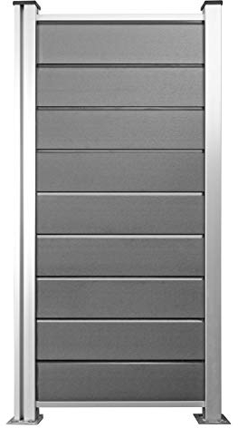 HORI® Design WPC Sichtschutz Anbauelement Schmal | Stecksystem | Zaun | Garten | Gartenzaun | Lamellenzaun | Windschutz | Zaunelemente | Aufschrauben Grau