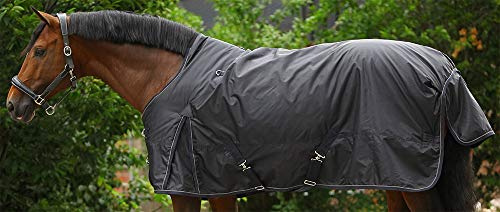 PFIFF 102836 Outdoordecke Highneck, Redendecke, leicht gefütterte Winterdecke, wasserdichte Weidedecke, Decke ohne Rückennaht, Polyester Futter, 150g/qm, Schwarz-Blau, 105
