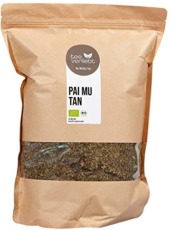 FRUTEG Tè organico Pai Mu Tan 1000 G tagliato | Tè bianco biologico allentato fogli a fette da agricoltura biologica controllata | Vari mix di tè freschi | Tè bianco Pai Mu Tan 1000g