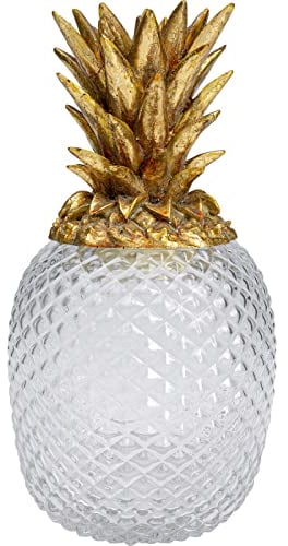 Kare Design Deko Dose Pineapple, Gold, 31cm (H), Dekorative Dose mit Deckel, Ananas-Form, Accessoire, Aufbewahrungsdose, Deko Objekt, Glas