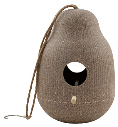 Point-Virgule Nistkasten für vögel, Vogelhaus zum aufhängen, aus Bambusfasern, Naturel ø 18cm H 25cm