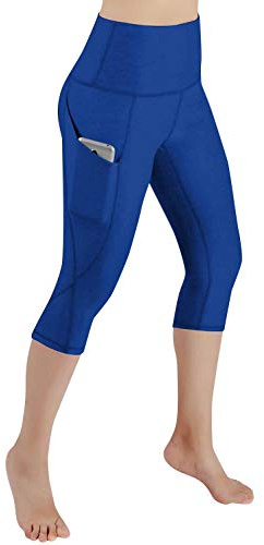 Voqeen Women's High Waist Yoga Pants Capri 3/4 Length Workout Running Leggings with Pockets Tummy Control Fitness Exercise Cropped Tights- Non-See-Through Fabric