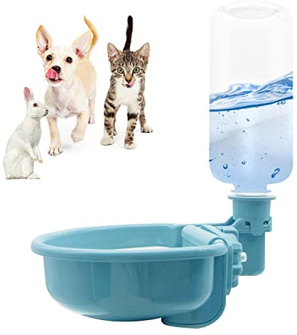 Vannon Dog Water Bottle Dispenser for Cage 16 OZ / 480ml No Spill Gravity Pet Water Bottle Automatic Replenish Feeding Waterer for Dog Puppies Cat Rabbit Small Animals Blue