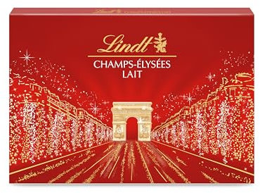 Lindt - Boîte CHAMPS-ÉLYSÉES Lait - Assortiment de Chocolats au Lait - Pralinés, Croustillants et Onctueux - Idéal pour Noël, 482g