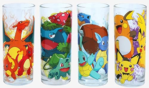 Pokemon Starter-Evolution Glaswaren-Set, 284 ml, 4 Gläser