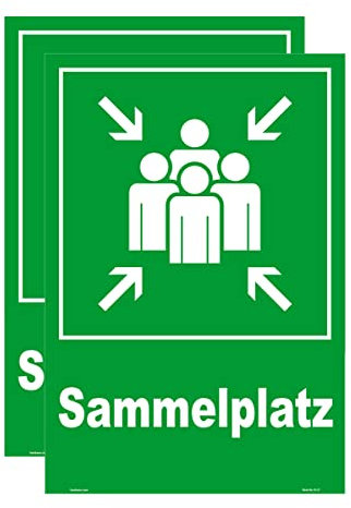 Haobase 2 Stück Sammelplatz Schild Aufkleber - Selbstklebendes Vinyl (30cm x 20cm)