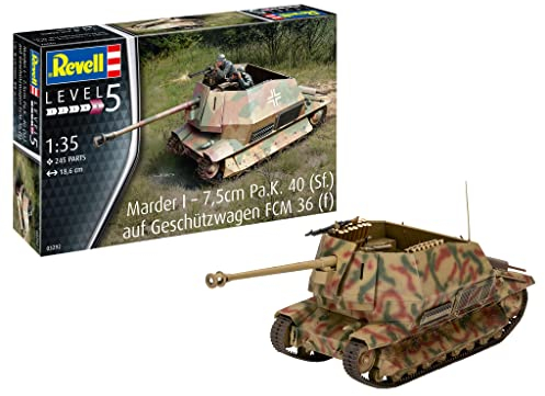 Revell 03292 Marder I on FCM 36 Base 1:35 Scale Model Kit Militär originalgetreuer Modellbausatz für Experten, unlackiert