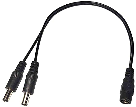 SHANFEILU DC Y Splitter Cable 1 Female to 2 Male 5.5mm x 2.1mm DC Power Extension Adapter Cable for Surveillance,Camera,Router 30cm/11.81inch 2pcs
