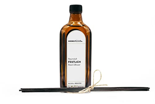 Reed Diffuser Raumduft Sandalwood (200ml) inkl. 5 Kapillarstäbchen - dekorativer Raumduft von wesentlich.