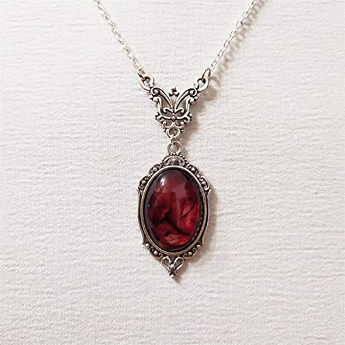 Bysonglezai Halskette Herren Ketten Frauen Anhänger Chain Männer Geschenk Neue Gothic Krähe Wald Halskette Kreuz Krähe Anhänger Halskette Schmuck Geheimnisvolles Tabu Freund Rot-B