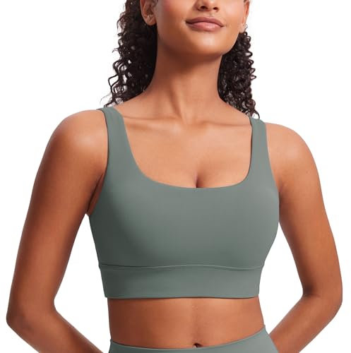 CRZ YOGA Damen Butterluxe Sport BH U Back Ohne Buegel Große Brüste Fitness Yoga BH Top Grauer Salbei S